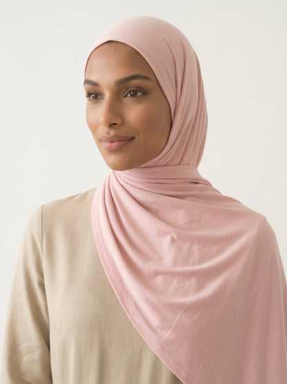 Hijab Air Soft Rose Tendre, Maille coton-viscose, fine et fluide, rose tendre, AÏKARA Paris
