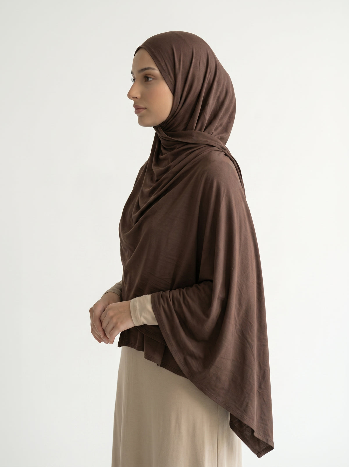 Hijab Jersey Bamboo Cacao, vue 3 sur 4
