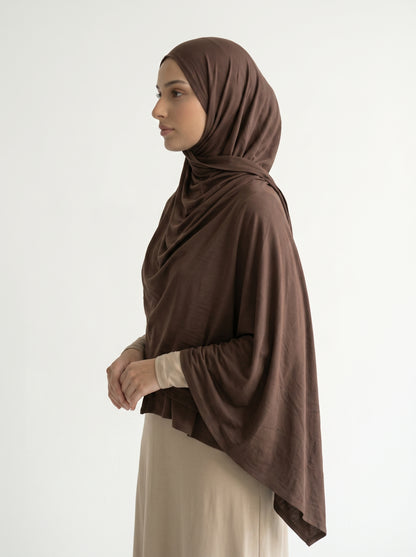 Hijab Jersey Bamboo Cacao, vue 3 sur 4