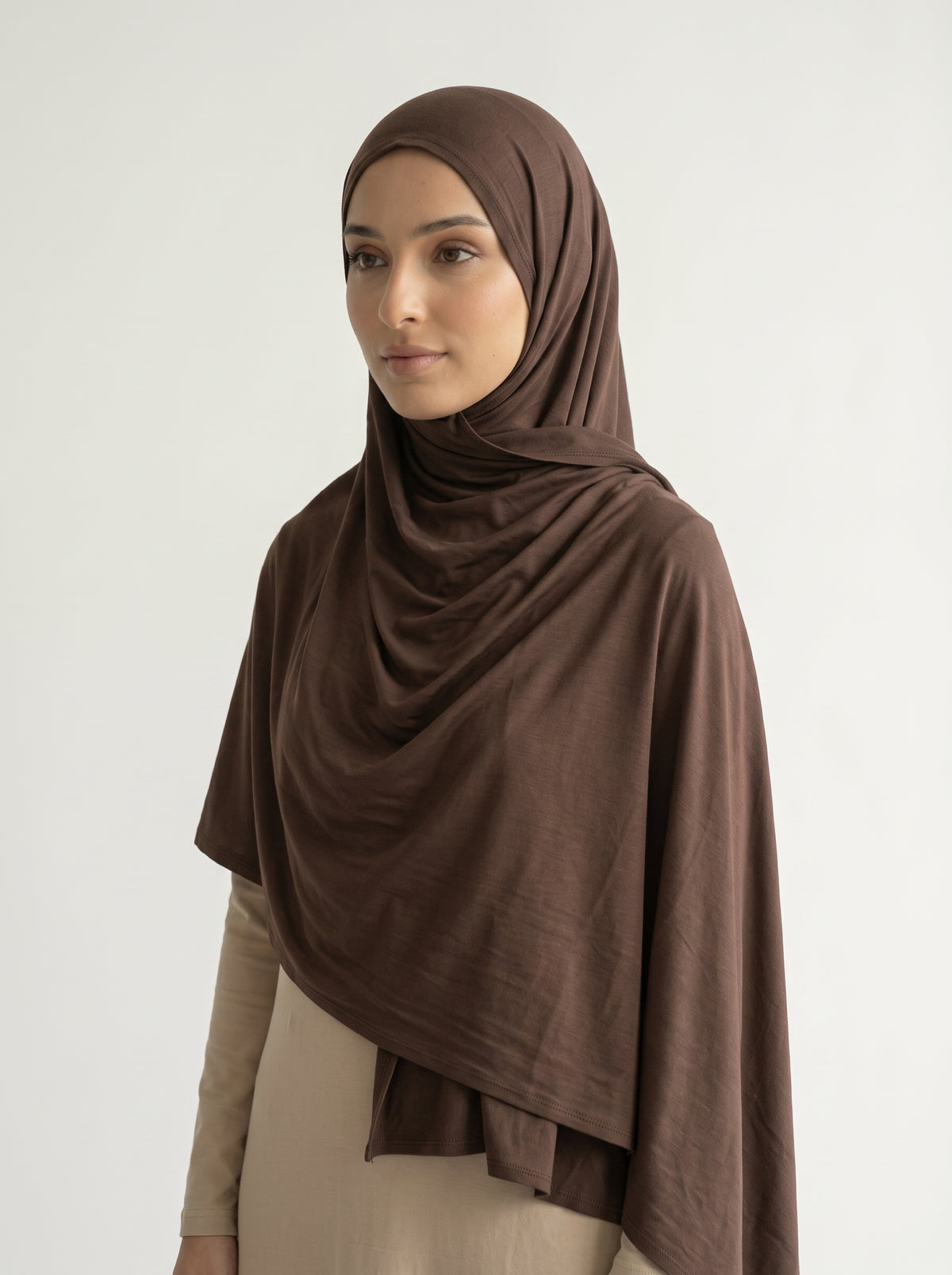 Hijab Jersey Bamboo Cacao, vue 2 sur 4