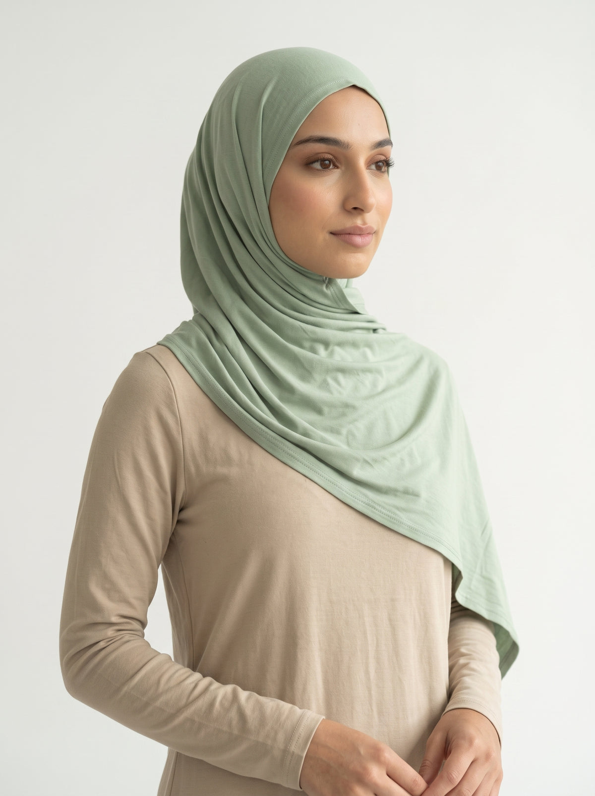 Hijab Jersey Bamboo Sauge, vue 3 sur 4