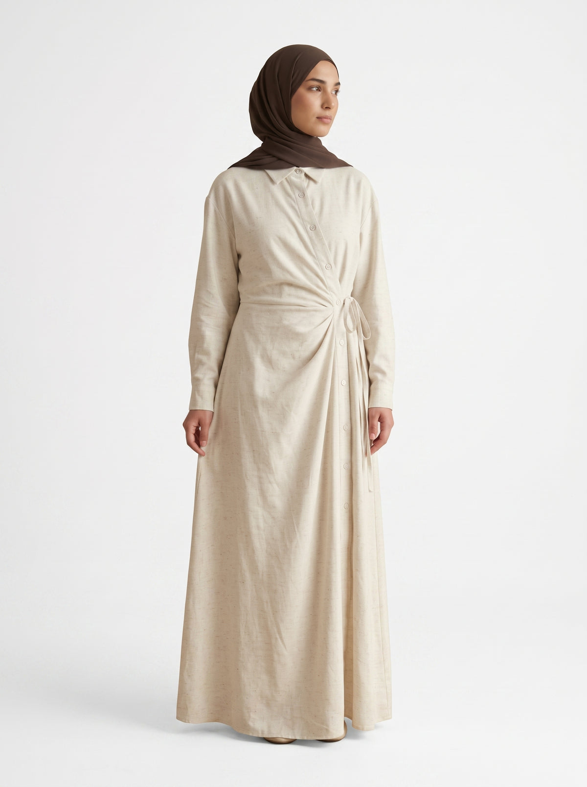 Robe Lily Crème, Mélange lin (lin, viscose, tencel, polyester), AÏKARA Paris