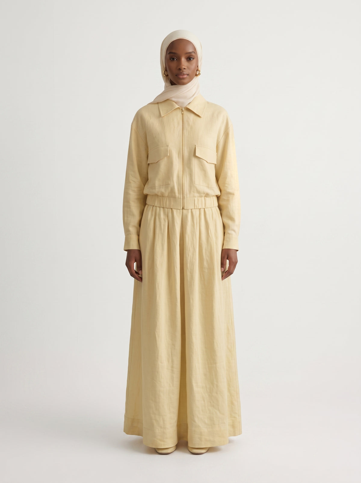 Ensemble Mada Jaune Pâle, Fibre de bois, Polyester, Polyamide, Élastane, AÏKARA Paris